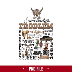 Somebody's Problem Png, Wallen Bull Skull Leopard Png, Country Western Png, Bull Skull Png Digital File