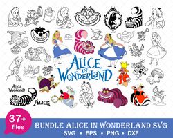 Alice in wonderland Svg Png, Alice in wonderland Instant Download Cut file Clipart Svg Bundle Cricut Silhouette