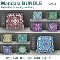 Layered Mandala SVG Bundle vol 3, Cut file Mandala, Laser cut file Mandala DXF file, Layered Mandala SVG for Cricut