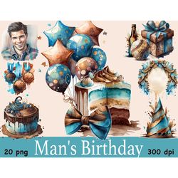 Mans Birthday Clipart | Birthday Sublimation PNG Bundle
