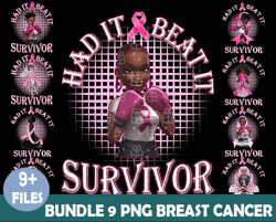 Breast Cancer Awareness Png, Bundle 9 Black Girl Fighter Png