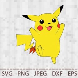 Pokemon Pikachu SVG PNG JPEG Digital Cut Vector Files for Silhouette Studio Cricut Design