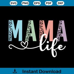 Happy Mothers Day Colorful Text Mama Life SVG File For Cricut