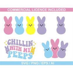 Easter Bunny Peeps SVG Digital Download  - Easter Retro svg - Easter Clipart - Marshmallow Peep Shirt - Easter Candy Pee