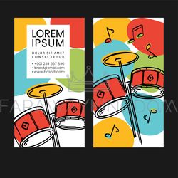 SKETCHED DRUMS Music Teacher Business Card Template Vector