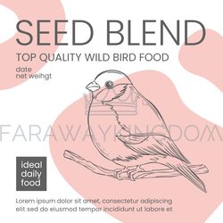 WILD BIRD FOOD PACKAGING DESIGN Sketch Vector Illustration