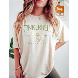 Vintage Disney Tinker Bell Comfort Colors Shirt, Tinkerbell 1953 Neverland Shirt, Peter Pan Shirt, Fairy Magical Shirt,