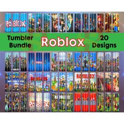 20 Designs Roblox Tumbler PNG Bundle, Roblox Png, Roblox Tumbler, Skinny Tumbler 20oz, 20oz Design, Tumbler Wraps, Full