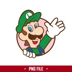 Luigi Head Logo Png, Mario Characters Png, Super Mario Png, Cartoon Png Digital File