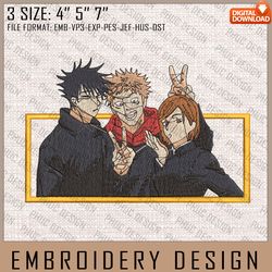 Itadori, Fushiguro And Kugisaki Embroidery Files, Jujutsu Kaisen, Anime Inspired Embroidery Design