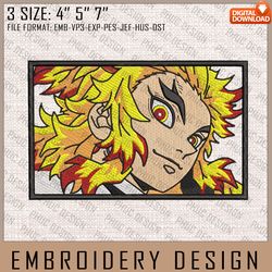 Rengoku Embroidery Files, Demon Slayer, Anime Inspired Embroidery Design, Machine Embroidery Design