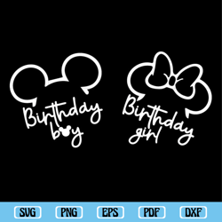 Birthday Girl and Birthday Boy Disney SVG, Minnie Mouse Svg, Mickey Mouse Svg