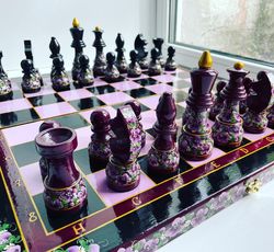 Handmade wooden Chess Set, Russian-style Chess Board, a gift for Dad's Birthday, Father's Day