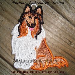 Rough Collie Dog FSL machine embroidery design