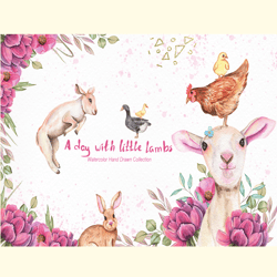 Watercolor Day with Little Lambs