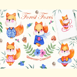 Watercolor Foxes Collection