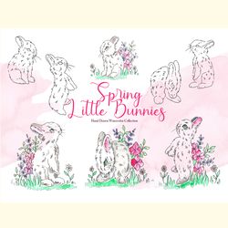 Watercolor Spring Bunnies