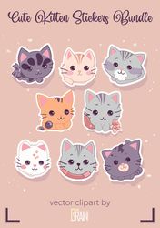 Los kitten - Printable sticker bundle