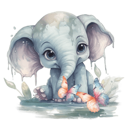 Watercolor 1 Baby Elephant Png Sublimation No 4