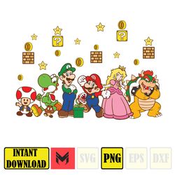 Super Mario PNG, Mario Family Layered svg Files, Super Mario Bros Cut Files, Super Mario Font, Mario PNG, Instant downlo