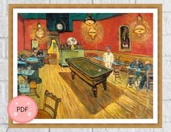 Cross Stitch Pattern,The Night Cafe,Pdf Instant Download,X stitch Chart ,Vincent Van Gogh,Famous Painting,Full Coverage