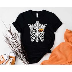 Halloween Skeleton Evil Pumpkin T-Shirt, Skeleton Halloween Shirt, Skeleton Pumpkin Shirt, Pumpkin Shirt, Halloween Shir