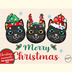 Black Cat Christmas Lights Sublimation