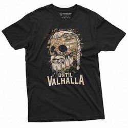Men's Valhalla Warrior T-shirt until Valhalla skull USA flag patriotic Tee shirt Birthday Gift Tee Shirt Viking Mytholog