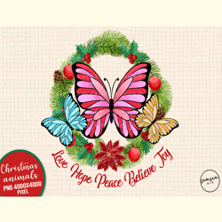 Christmas Butterfly Wreath Sublimation