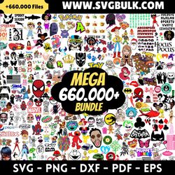 660.000 Unique Files, MEGA BUNDLE, Svg, png, dxf, eps, Layered, Movies, Cartoons, Christmas, Halloween, horror, anime