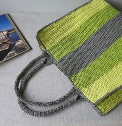 Crocheted bright beach summer eco-friendly bag