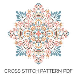 Floral Mandala Cross Stitch Pattern | DMC Floss | Counted Cross Stitch Pattern | Punto De Cruz | Point De Croix