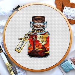 Mordor cross stitch, Lord of the rings cross stitch, Bottle cross stitch, Small cross stitch, Digital PDF