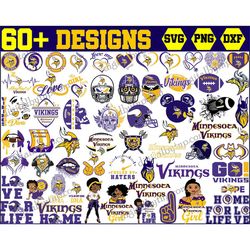 60 Minnesota Vikings Svg, Nfl Logo Svg, Vikings Svg, Vikings Logo svg,