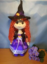 Doll Witch textile doll Halloween decor Fabric doll Tilda toy Room interior waldorf dolls style