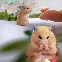a tan white hamster necklace is a cute cute tiny gift for a girl owner lover such pet