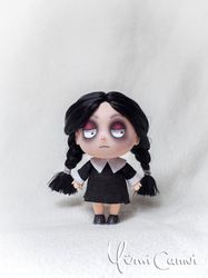 OOAK tiny Wednesday doll by Yumi Camui