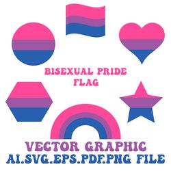 BISEXUAL PRIDE FLAG SHAPES RAINBOW,HEART, STAR, POLYGON,Vector Digital File Ai.EPS.PDF.SVG,PNG Digital Download File