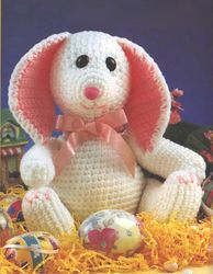baby bunny crochet pattern - stuffed toy vintage pattern pdf instant download