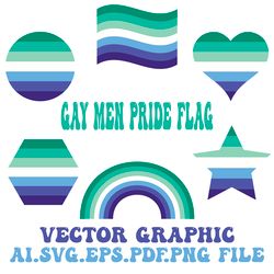 THE GAY MEN PRIDE FLAG RAINBOW,HEART, STAR, POLYGON,Vector Digital File Ai.EPS.PDF.SVG,PNG Digital Download File