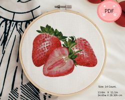 Cross Stitch Pattern , Watercolor Strawberry,Pdf , Instant Download , Fruits X Stitch Chart,Pink Colors