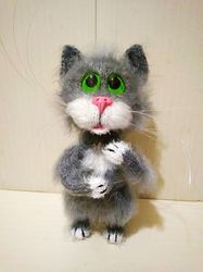 Gray cat plush, Stuffed Animal toy for nursery, Fluffy Grey Cat Plush
