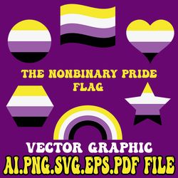 THE NONBINARY PRIDE FLAG RAINBOW,HEART, STAR, POLYGON,Vector Digital File Ai.EPS.PDF.SVG,PNG Digital Download File