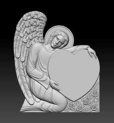 3D STL Model for CNC file Tombstone Angel man with heart