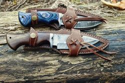 Two Bob Cat knive,Carbon Steel knife, Hunting knife with sheath, fixed blade Camping knife Bowie knife, Handmade Knives,