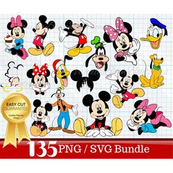 Mickey Mouse SVG Bundle, Minnie SVG, Mickey png clipart, Layered svg of Mickey Minnie Donald Pluto for Mickey Mouse Birt