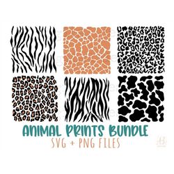 Animal prints svg png bundle hand drawn | leopard print svg | cow print svg | tiger print svg | zebra print svg | animal