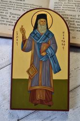 Saint Nectarios of Aegina | Hand painted Orthodox icon | Desk icon orthodox | Icon drawing | Christian saints