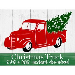 Christmas truck svg | christmas truck clipart | christmas truck and tree svg | vintage christmas truck svg | merry chris