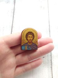 Saint Nikita | Hand painted icon | Orthodox icon for travellers | Travel size icon | Miniature icon | Baptism icon